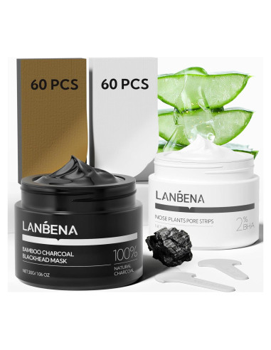 Kit LANBENA Tiras para Poros 2% Ácido Salicílico + Máscara Carbón