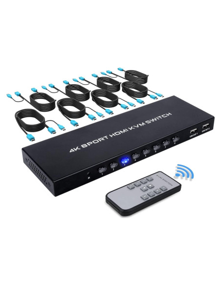 Interruptor KVM HDMI 8 Puertos TCNEWCL 4K@30Hz con Control Remoto Interruptor KVM HDMI 8 Puertos TCNEWCL 4K@30Hz con Control Remoto