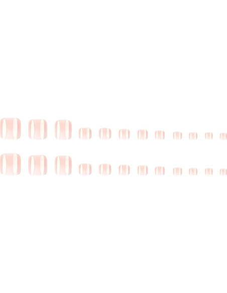 24 Uñas Postizas Francesas Cortas Rosa Blanco FDSQHSA 24 Uñas Postizas Francesas Cortas Rosa Blanco FDSQHSA