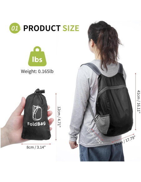 Mochila de Senderismo Plegable 20L SUIKIHUM Negra Ultra Ligera Mochila de Senderismo Plegable 20L SUIKIHUM Negra Ultra Ligera