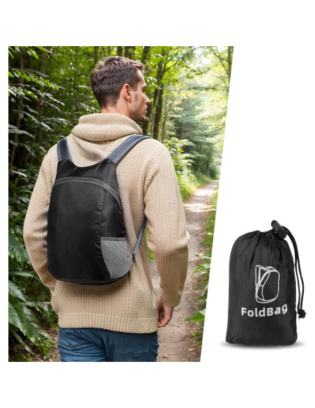 Mochila de Senderismo Plegable 20L SUIKIHUM Negra Ultra Ligera Mochila de Senderismo Plegable 20L SUIKIHUM Negra Ultra Ligera