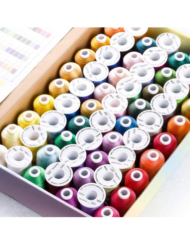 Kit de Hilo de Bordar Simthread 63 Colores 500m Poliester
