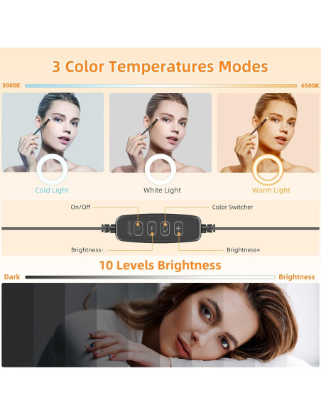 Anillo de Luz LED Evershop 12.7 cm con Soporte Ajustable Anillo de Luz LED Evershop 12.7 cm con Soporte Ajustable