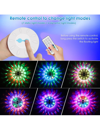 Luces Flotantes para Piscina QOLNBY IP68 Recargables 5000 Lúmenes