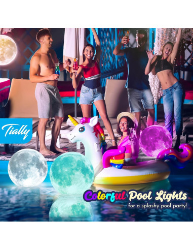 Luces de piscina flotantes TIALLY 16" solares RGB - 1 paquete