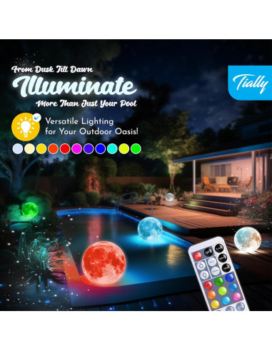 Luces de piscina flotantes TIALLY 16" solares RGB - 1 paquete