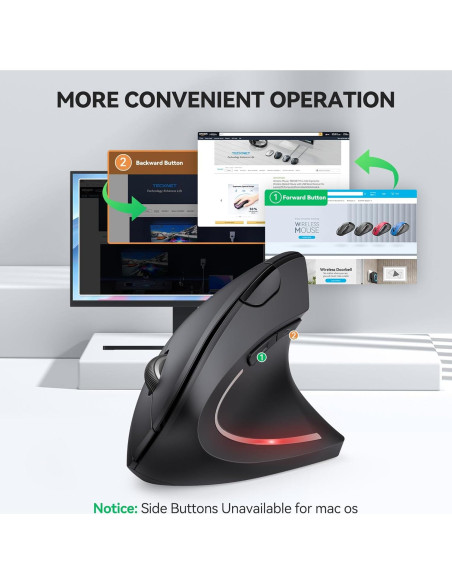 Ratón Ergonómico TECKNET Vertical Inalámbrico 4800 DPI Negro Ratón Ergonómico TECKNET Vertical Inalámbrico 4800 DPI Negro