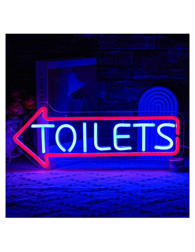 Letrero de Neón LED Baños LULANMP 42.9x17 cm Ajustable