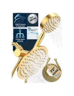 Cabezal de Ducha Doble HammerHead Showers Oro Cepillado 20.32 cm