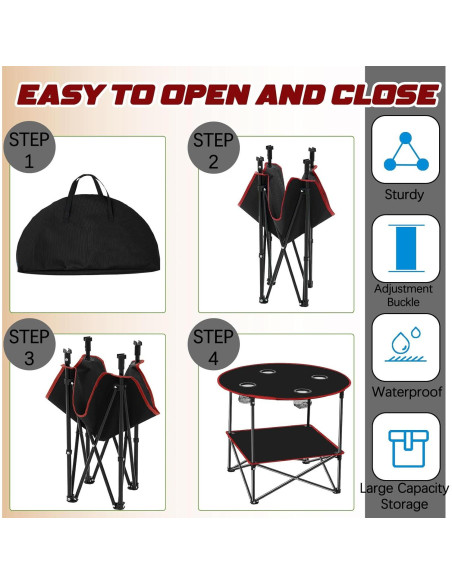 Mesa de Camping Plegable Soaoo 2 Pcs 72x72x62 cm con Portavasos Mesa de Camping Plegable Soaoo 2 Pcs 72x72x62 cm con Portavasos
