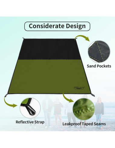 Manta de Picnic Frelaxy 71x119 cm Impermeable Verde Militar
