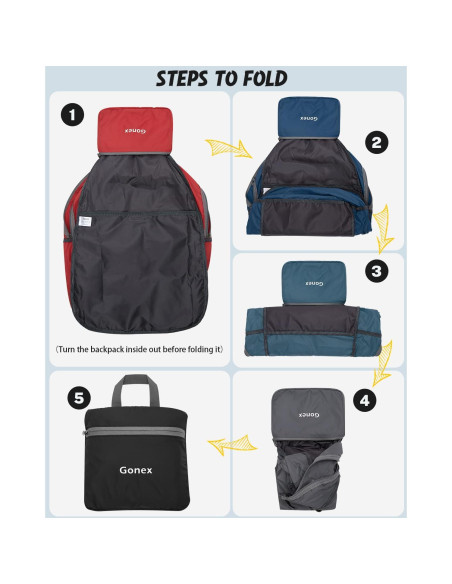Mochila Plegable Gonex 30L Ultra Ligera Negra para Senderismo Mochila Plegable Gonex 30L Ultra Ligera Negra para Senderismo