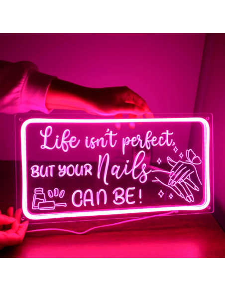 Señal de Neón LED UÑAS 3D Rosa 40 cm con USB - Goldenleader Señal de Neón LED UÑAS 3D Rosa 40 cm con USB - Goldenleader