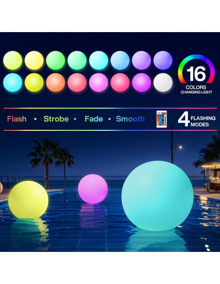 Pelota de Playa LED Inflable Noonchili 30.48 cm con Control Remoto Pelota de Playa LED Inflable Noonchili 30.48 cm con Control Remoto