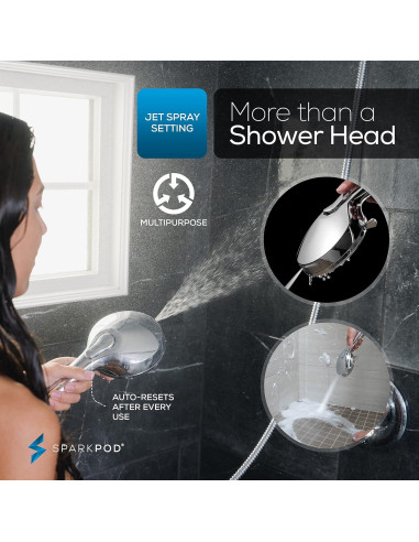 Ducha de Mano SparkPod 9 Modos Cromo Pulido 182.88 cm