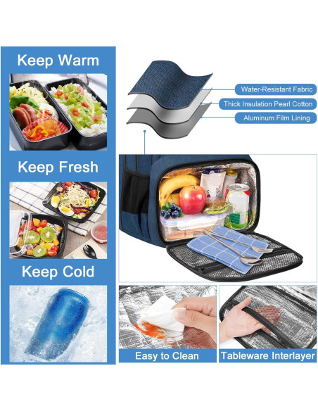 Mochila MATEIN 17" para Laptop y Almuerzo Aislado Azul Mochila MATEIN 17" para Laptop y Almuerzo Aislado Azul