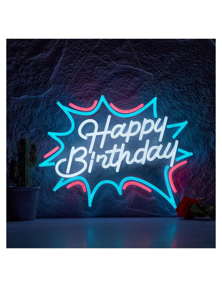 Letrero de Neón Feliz Cumpleaños LED NEONLAND 43x30.5cm Letrero de Neón Feliz Cumpleaños LED NEONLAND 43x30.5cm