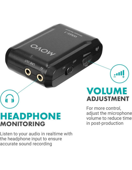 Movo WMX-1 Micrófono Lavalier Inalámbrico 2.4GHz para DSLR y Smartphones Movo WMX-1 Micrófono Lavalier Inalámbrico 2.4GHz para DSLR y Smartphones