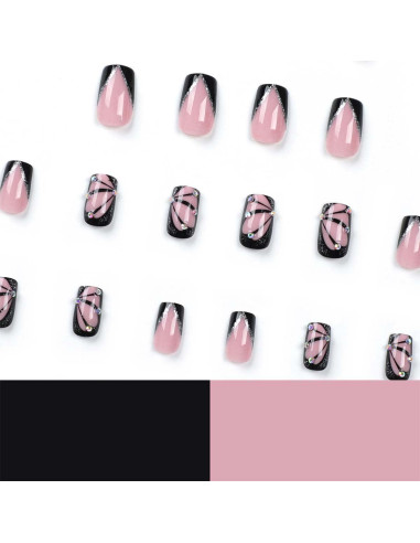 Uñas Postizas KASOICRA Mariposa Cuadradas 24Pcs con Brillo