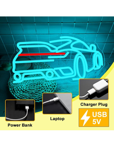Luz de Neón LED Foxiden Coche Azul Dimmable USB 39.9x21.1cm