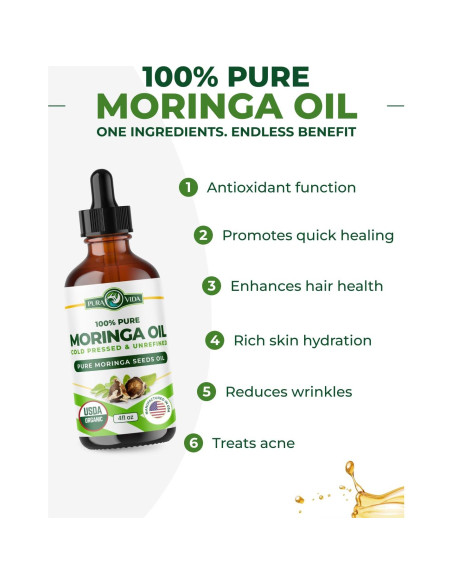 Aceite de Moringa Orgánico Puro 118 ml - Pura Vida Supplements Aceite de Moringa Orgánico Puro 118 ml - Pura Vida Supplements