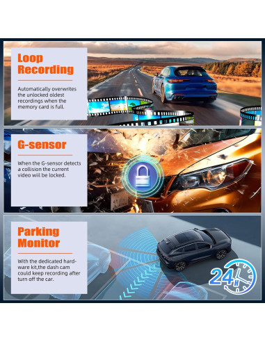 Cámara de Espejo 5.5" AMprime 1080P Duales Delantera y Trasera