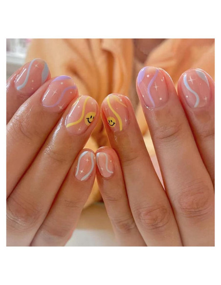 24 Uñas Postizas Francesas Teilihai Ovaladas Coloridas 24 Uñas Postizas Francesas Teilihai Ovaladas Coloridas
