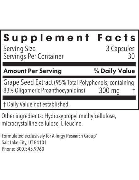 Cápsulas de Extracto de Semilla de Uva 300mg - 90 Unidades Cápsulas de Extracto de Semilla de Uva 300mg - 90 Unidades