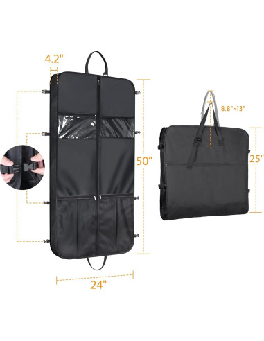 Bolsa de Ropa de Viaje Syeeiex 127 cm Oxford Negra con 6 Bolsillos