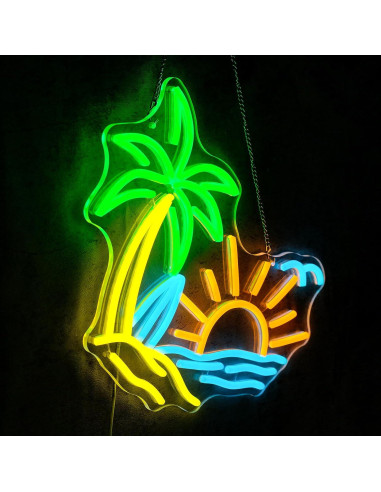 Letrero Neón Tropical Virlusy Atardecer Playa LED Dimmable