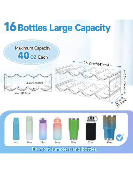 Organizador de Botellas de Agua Amaoot 8 Botellas Apilable Organizador de Botellas de Agua Amaoot 8 Botellas Apilable