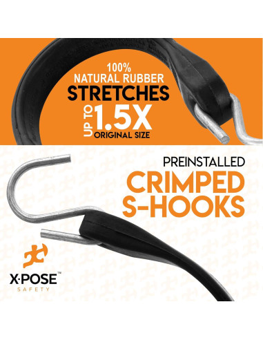 Cuerdas Bungee de Goma Xpose Safety 9" 10 Unidades Alta Resistencia