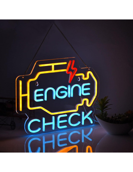Luz de Neón Check Engine ZODZ 43x33cm USB Regulable Luz de Neón Check Engine ZODZ 43x33cm USB Regulable