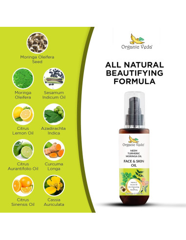 Aceite Facial Orgánico Veda de Moringa, Neem y Cúrcuma 100ml
