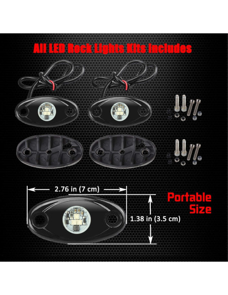 Luces LED Rock Ampper 2 Pods Impermeables Azul 9W 12-24V Luces LED Rock Ampper 2 Pods Impermeables Azul 9W 12-24V