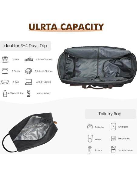 Bolsa de Ropa de Viaje S-ZONE 60L Duffle Colgante Negra Bolsa de Ropa de Viaje S-ZONE 60L Duffle Colgante Negra