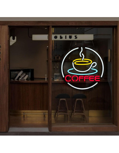Luz de Neón LED Gevbay Taza de Café 32.6 cm Decorativa