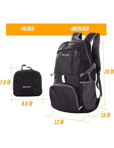Mochila Plegable Impermeable Dveda 35L para Senderismo
