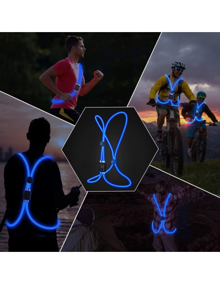 Chaleco Reflectante LED Esonstyle Azul para Correr y Ciclismo Chaleco Reflectante LED Esonstyle Azul para Correr y Ciclismo