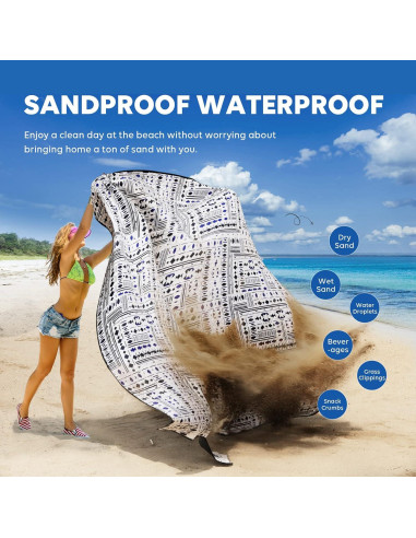 Manta de Picnic ZAZE XL Impermeable y a Prueba de Arena 80x80cm