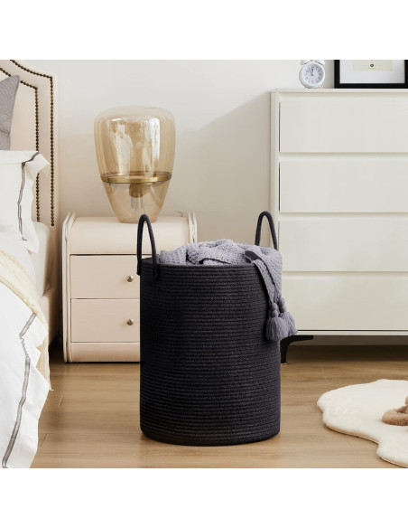 Cesta de Lavandería Alta YOUDENOVA 72L Algodón Negro Cesta de Lavandería Alta YOUDENOVA 72L Algodón Negro