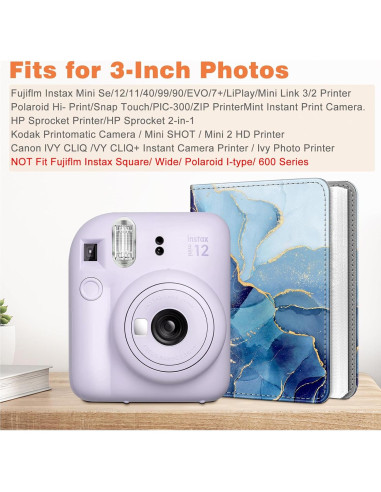 Álbum de Fotos Fintie para Instax Mini - 256 Bolsillos Mármol Oceánico