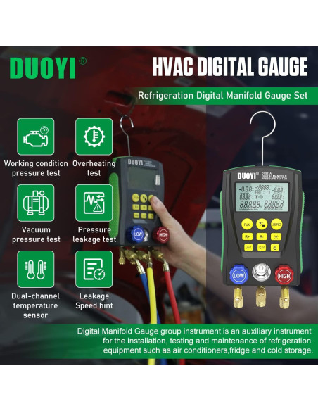 Manómetro Digital DUOYI 517kc para Aire Acondicionado y Refrigeración Manómetro Digital DUOYI 517kc para Aire Acondicionado y Refrigeración