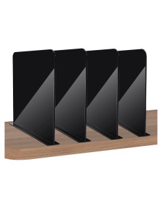 Divisores de Estante ROUFA Clear, 4 Piezas Acrílico Negro 30x28cm