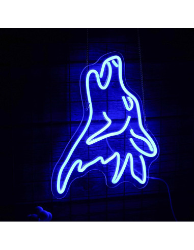 Letrero de Neón de Lobo Azul LISIGNVE Luz LED Dimmable