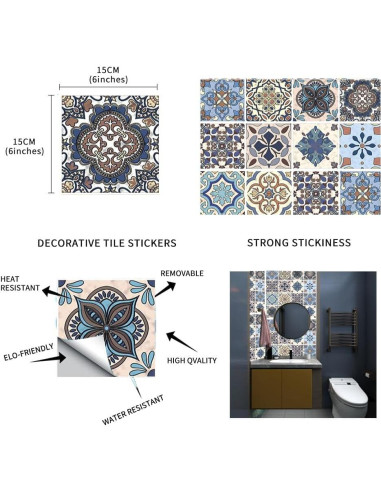 12 Azulejos Adhesivos Vinilo Didauser 15x15cm Decoración Hogar
