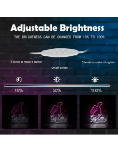 Luz de Neón ZODZ Gig EM Texas 42x32 cm Rosa y Blanco 2