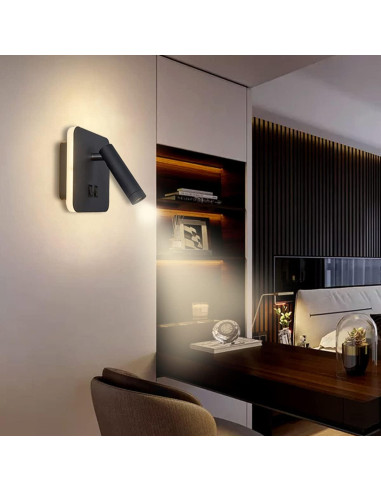 Luz de Pared Wash LED AIRTWESD Negra 13W 3000K Ajustable