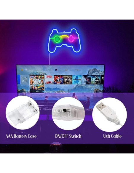 Letrero de Neón LED Narasios para Juegos - Decoración USB/Batería Letrero de Neón LED Narasios para Juegos - Decoración USB/Batería