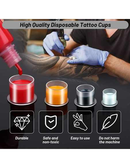 Tapas de Tinta para Tatuaje Yuelong 300 Piezas Mezcladas Tapas de Tinta para Tatuaje Yuelong 300 Piezas Mezcladas